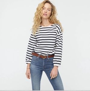 J Crew striped long sleeve puff sleeve top.  Size xs